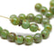 6mm Green picasso druk round czech glass bead spacers - 30Pc
