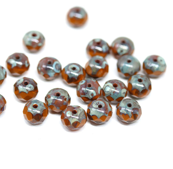 5x7mm Dark orange Czech glass rondelle spacers - 25pc