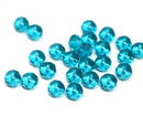 5x7mm Teal Czech glass rondelle spacers, fire polished - 25pc