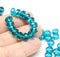 5x8mm Indicolite blue Czech glass beads, Fire polished gemstone cut rondels 30Pc
