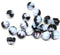 8mm Black and white czech glass round beads, Melon shape - 20pc