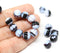 8mm Black and white czech glass round beads, Melon shape - 20pc