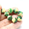 11mm Green beige czech glass bicone beads, mixed color 10pc