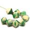 11mm Green beige czech glass bicone beads, mixed color 10pc