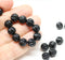 8mm Black czech glass round beads, Melon shape - 20pc