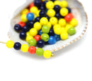 4mm Yellow dark blue multicolor czech glass round druk beads mix approx.160Pc