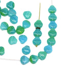 30pc Blue green glass shell czech beads, Mixed color - 9mm