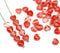 6mm Red heart Czech glass beads, Mixed red clear - 50Pc