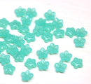7mm Opal green flower caps, Mint green Czech glass beads, 50Pc