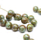 8mm Turquoise green czech glass round beads, Picasso finish 30Pc