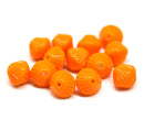 11mm Bright orange czech glass large bicone pressed beads 10pc