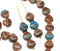 30pc Brown blue glass shell czech beads, Mixed color center drilled - 9mm