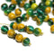 6mm green yellow czech glass round druk pressed beads spacers 50Pc
