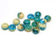 6x8mm Blue beige czech glass donut beads, gemstone cut -15pc