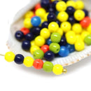 4mm Yellow dark blue multicolor czech glass round druk beads mix approx.160Pc