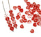 6mm Red heart Czech glass beads, Mixed red clear - 50Pc