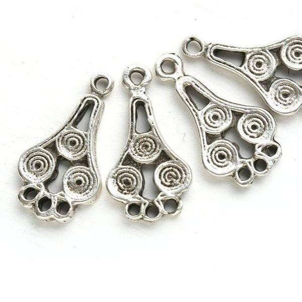 4pc Antique silver Teardrop connectors 3 loops