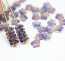 7mm Pink purple flower bead caps Czech glass small floral beads 50Pc