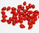 40pc Mixed red czech glass teardrop beads, red top drilled - 6x9mm