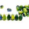 40pc Yellow green czech glass teardrop beads, Mixed color - 6x9mm