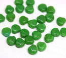 30pc Opaque green czech glass shell beads, center drilled