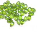40pc Picasso green czech glass teardrop beads - 6x9mm