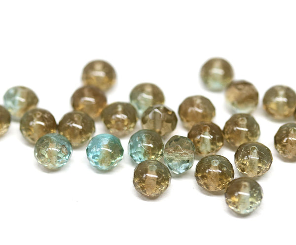 5x7mm Blue brown Czech glass rondelle beads spacers - 20pc