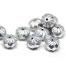 7x10mm Silver Czech glass rondelle beads - 10Pc