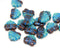 11x13mm Turquoise brown leaf beads, Blue inlays Czech glass maple leaves 20pc