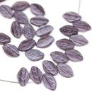 12x7mm Purple violet leaf beads, Czech glass - 50Pc