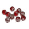 8mm Red cathedral beads with silver ends, czech glass fire polished 10Pc