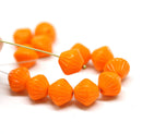 11mm Bright orange czech glass large bicone pressed beads 10pc