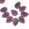 12x16mm Purple side drilled leaf beads, Purple red glass leaves czech glass beads 10pc
