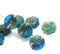 14mm Blue green pansy flower, Czech glass flat daisy - 8Pc