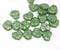 11x13mm Green leaf beads, Silver flakes wash Czech glass maple leaves pressed beads - 20pc