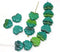 11x13mm Blue Green maple leaf beads, Czech glass leaves pressed beads 20pc