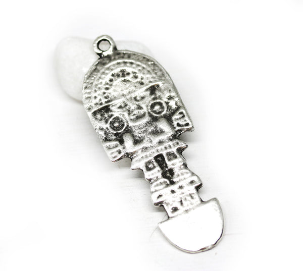 Antique silver Ethnic pendant, Inca totem Viracocha god symbol