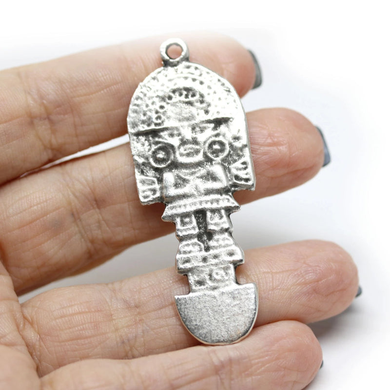 Antique silver Ethnic pendant, Inca totem Viracocha god symbol