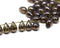 40pc Picasso czech glass teardrop beads, Dark green brown pressed - 6x9mm