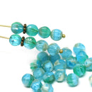 6mm Blue mixed color round melon shape czech glass beads - 30Pc
