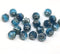 6mm Mixed blue cathedral beads, czech glass Fire polished round beads, Silver ends 20Pc