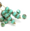 6mm Picasso finish Turquoise green cathedral beads, Czech glass round fire polished beads 20Pc