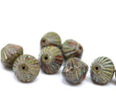 11mm Picasso large bicone beads, czech glass multicolored pressed beads 8pc