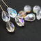 10pc Crystal clear pear beads, teardrop faceted czech glass beads - 10x7mm