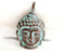 Buddha face Green patina on copper pendant