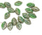 12x7mm Opaque green leaf beads, Picasso Czech glass leaves - 50pc