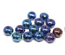 6x9mm Metallic blue Czech glass fire polished rondelle beads - 15Pc