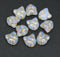 10pc Opal white cat head beads, Czech glass feline beads golden inlays