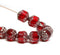 8mm Red cathedral beads with silver ends, czech glass fire polished 10Pc