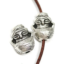 2pc Antique silver primitive Goddess beads, Neolithic Idol